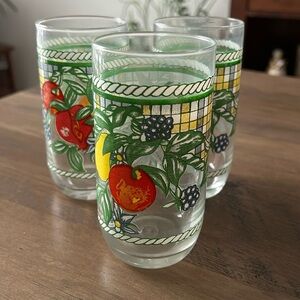 KIG Indonesia Set of 3 Juice Tumblers Fruit, Leave and White Band Motif …